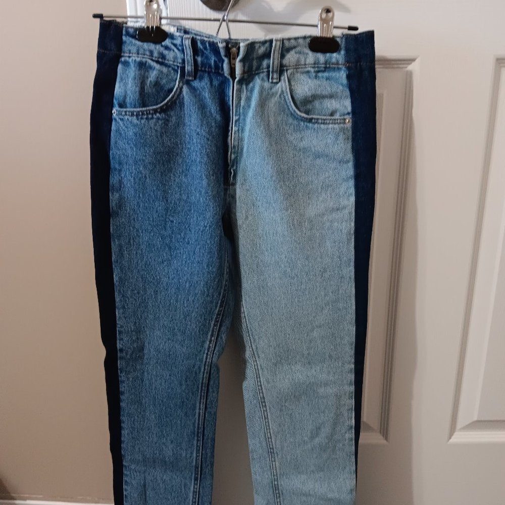Zara TRF IX'D Makers Patchwork Jeans Size 00 Mid Rise Straight Leg